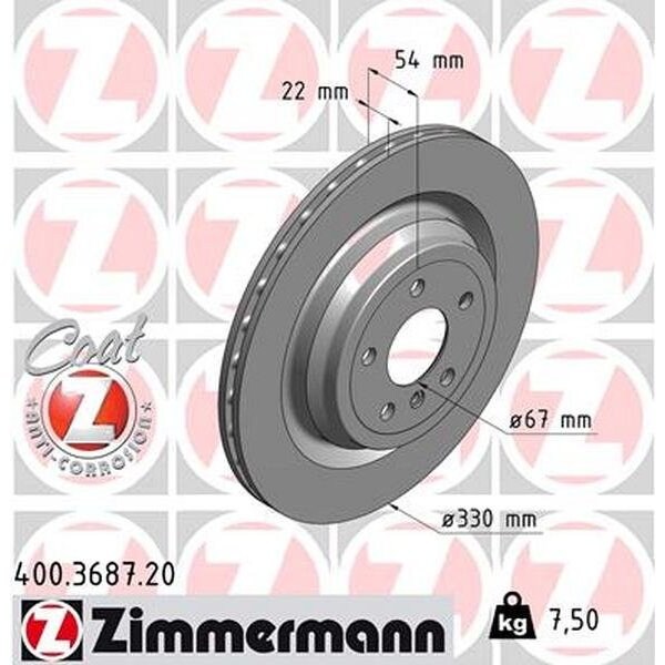 Zimmermann Brake Disc - Standard/Coated, 400.3687.20 400.3687.20 - main